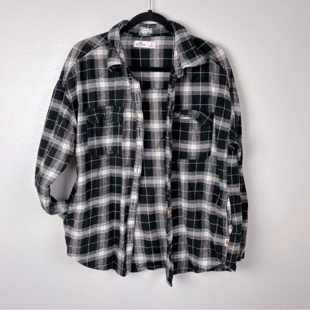 Hollister Boyfriend Fit Plaid Flannel Shacket Size Large